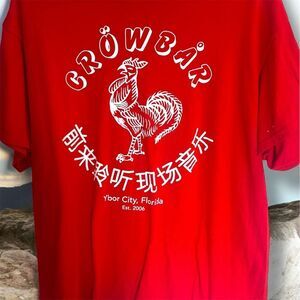 Crow Bar Ybor City Rooster Graphic T-Shirt Men's Red Short Sleeve Crew Neck Lrg